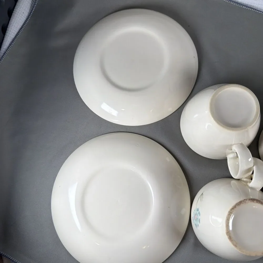 Vtg Taylor Smith Taylor Ever Yours Boutonniere Teacup Saucer Set of 4 C Handle